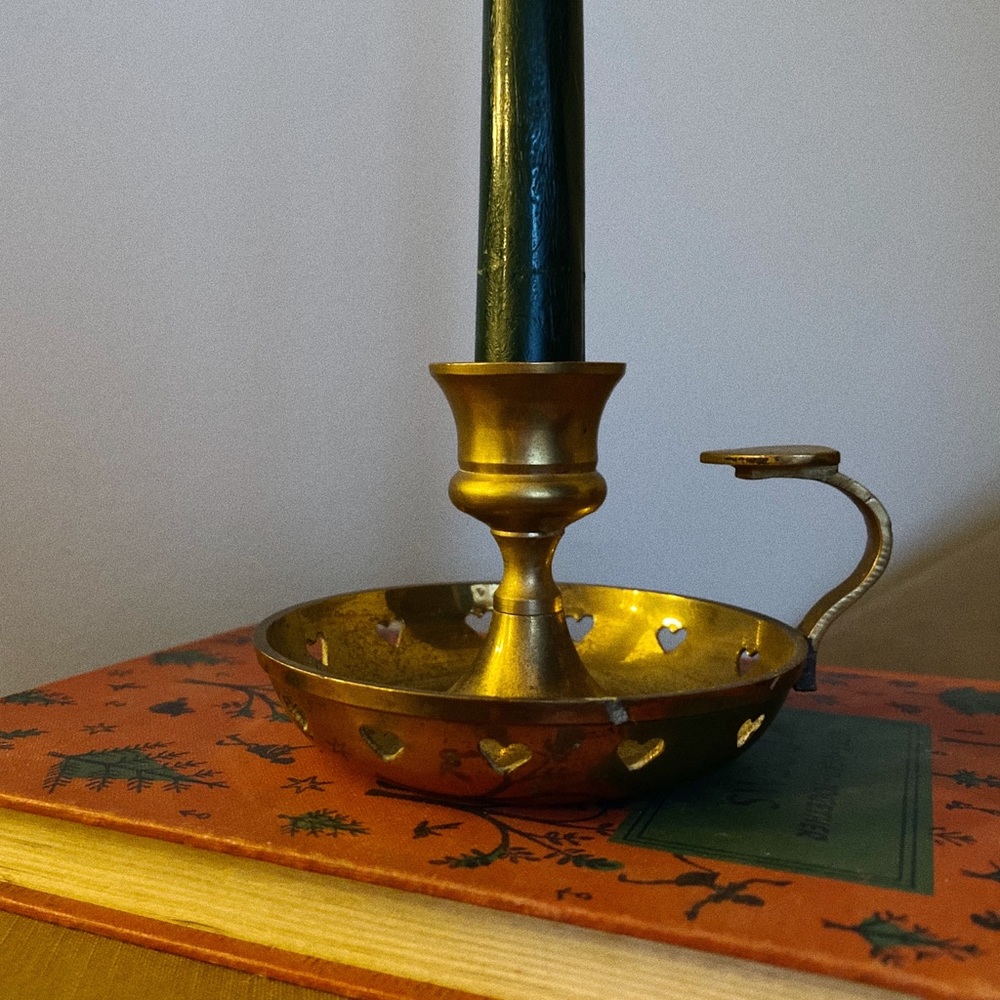 Vintage Brass Heart Candle Holder